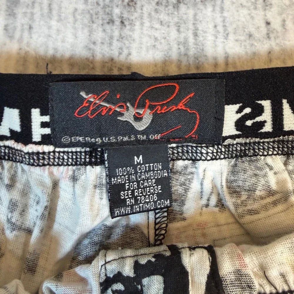 Elvis Presley Intimo Mens Cotton Photo Print Boxer Shorts Black White Red Medium